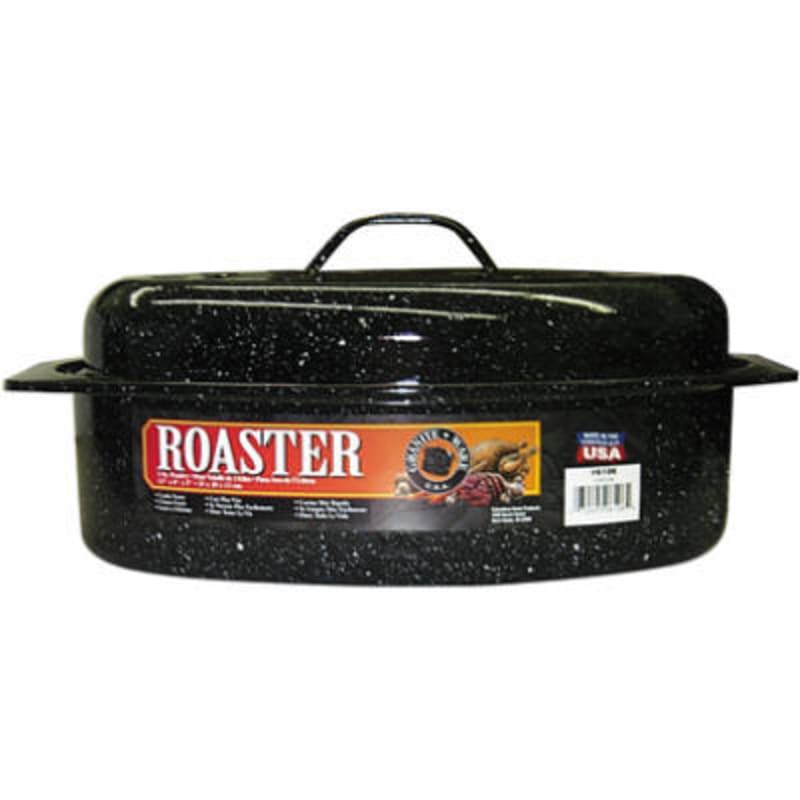 Granite Ware Covered Oval Roaster, Black, 13 x 8 x 5