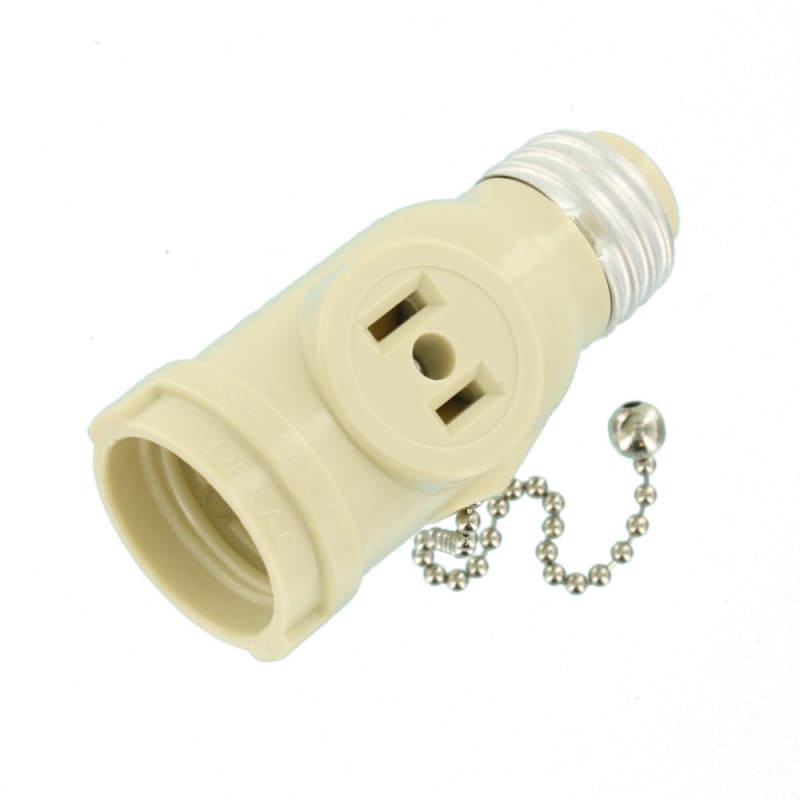 Power Gear 2-Outlet Socket Adapter with Pull Chain, Ivory