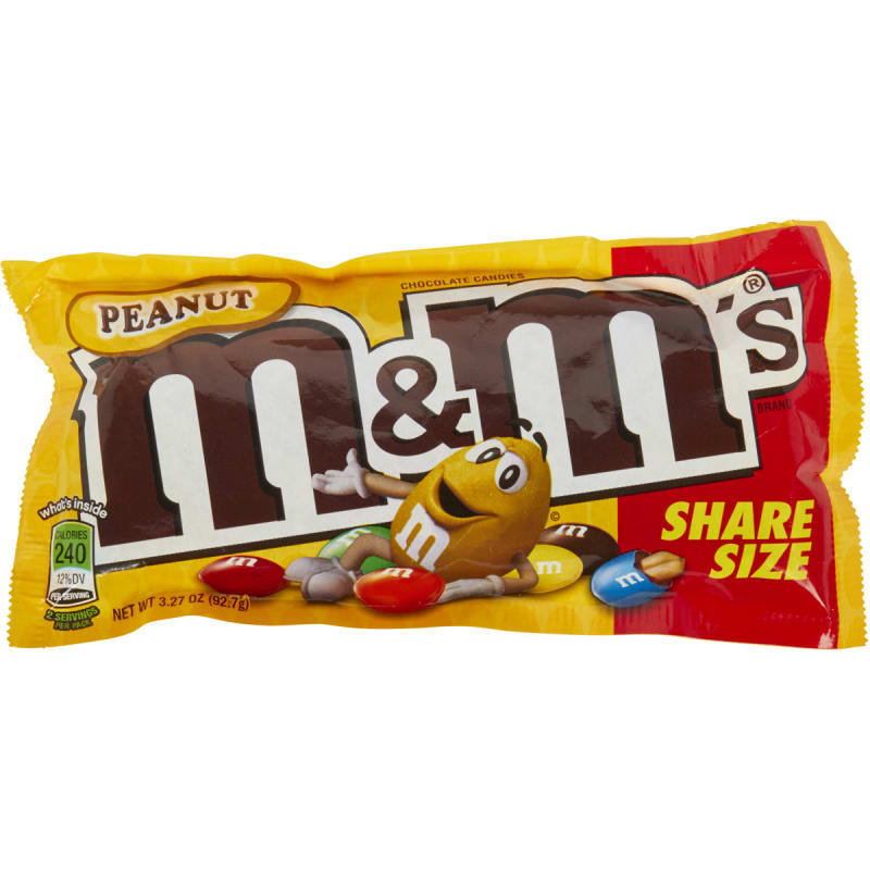 M&M'S Share Size Peanut Chocolate Candies 3.27 Oz, Chocolate