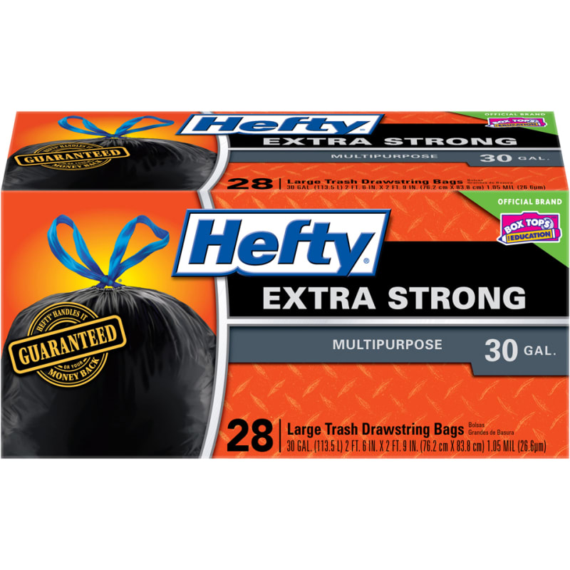 Extra Strong Large Drawstring Trash Bags - 30 gallon