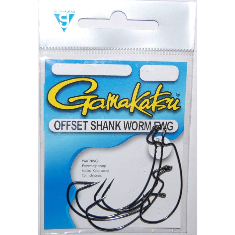 Offset Shank Worm Hooks EWG - NS Black by Gamakatsu at Fleet Farm