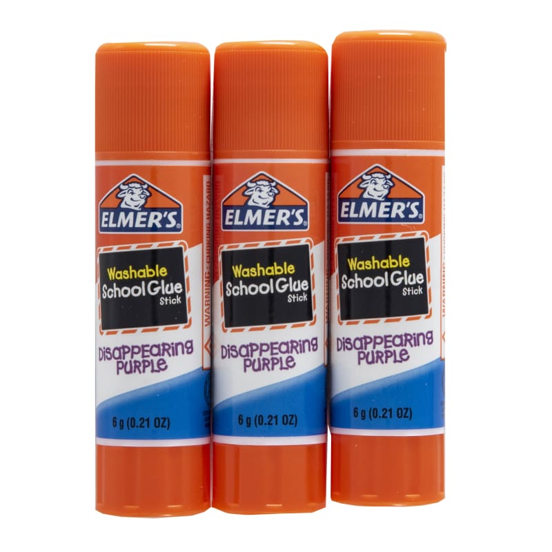 Elmer's Giant Disappearing Purple Washable School Glue Sticks, 3