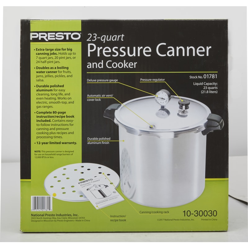 Pressure cooker canner presto 23 quart dial gauge air vent deluxe aluminium new best sale