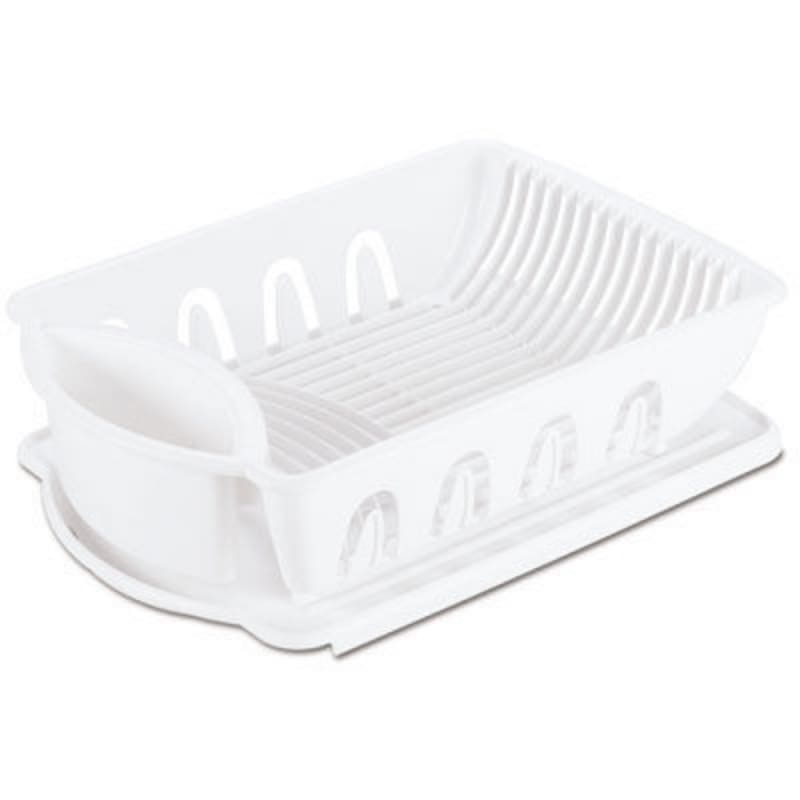 Sterilite 2-Piece Sink Dish Rack Drainer, White, L