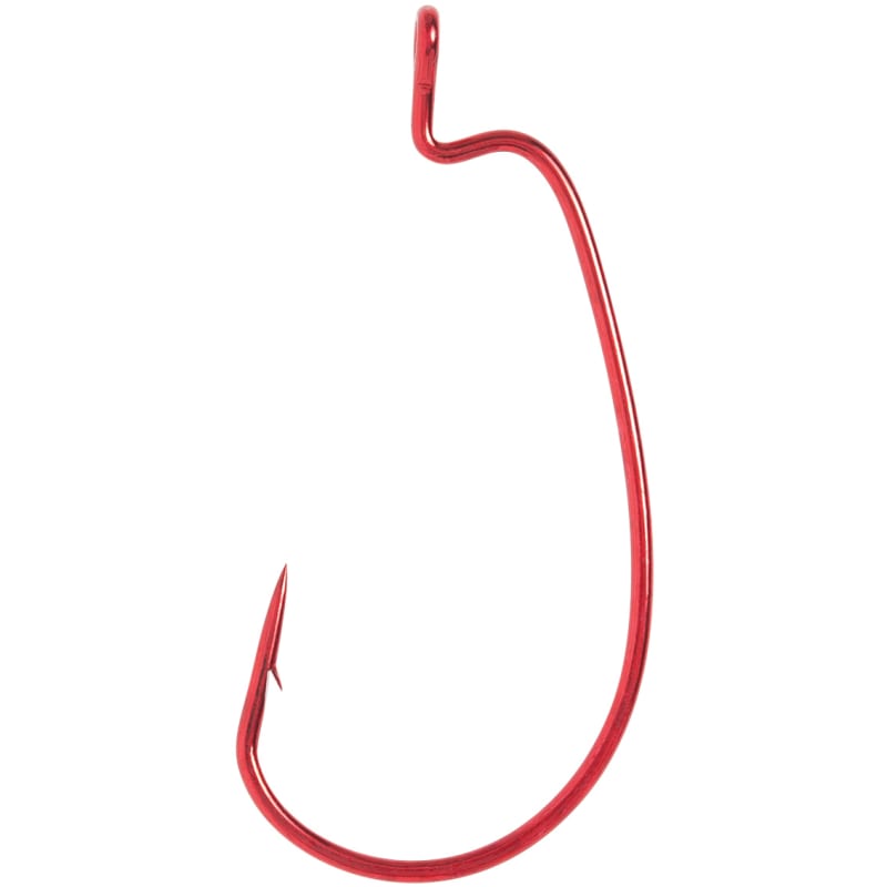 Eagle Claw Lazer Extra Wide Gap Ring Eye Worm Hook - Red 2/0