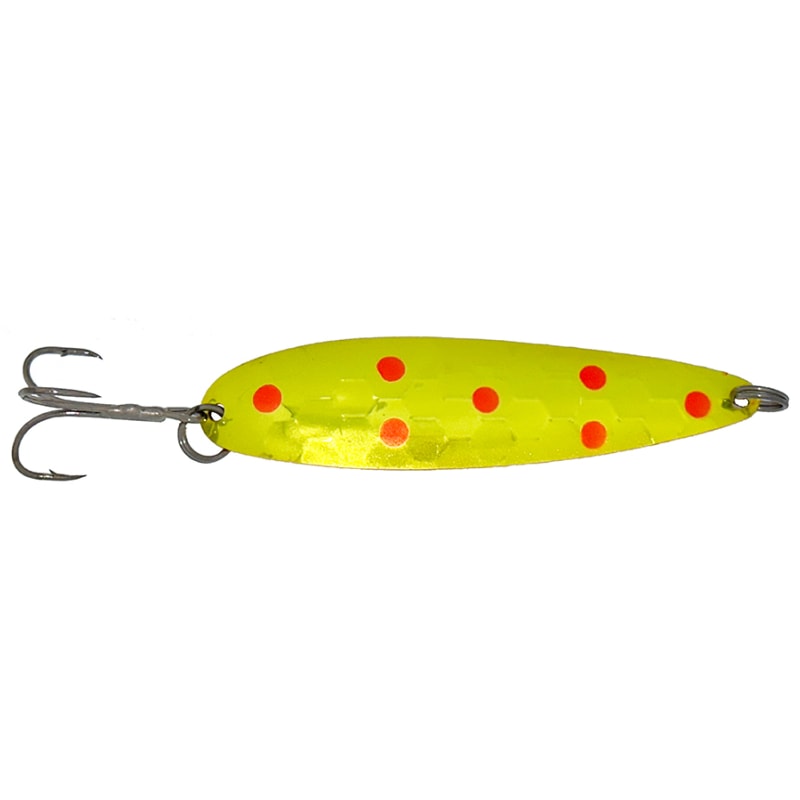 Kingfisher Trolling Spoon -Neon Chartreuse/Red Dot