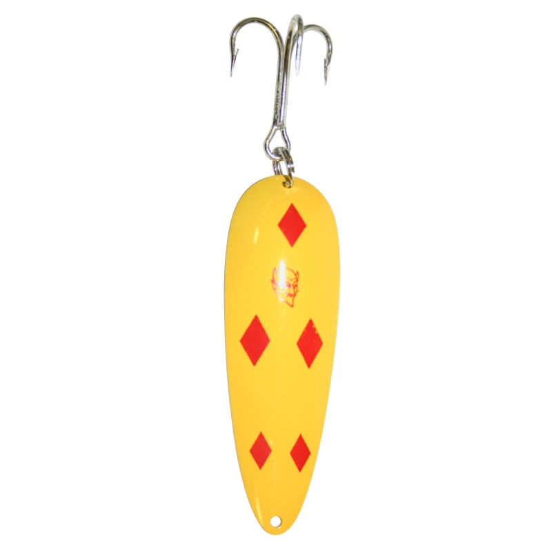 Eppinger Dardevle Spoon, 3 5/8, 1 oz, Yellow/Red Diamonds, Brass Back #17  - Al Flaherty's Outdoor Store