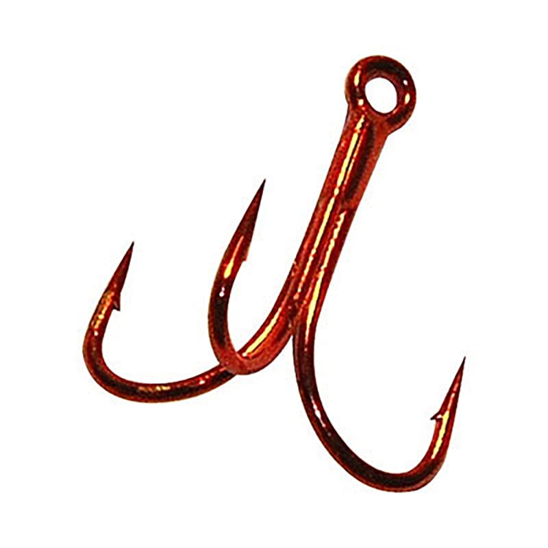 Gamakatsu Round Bend Treble Hooks - 6 - Red