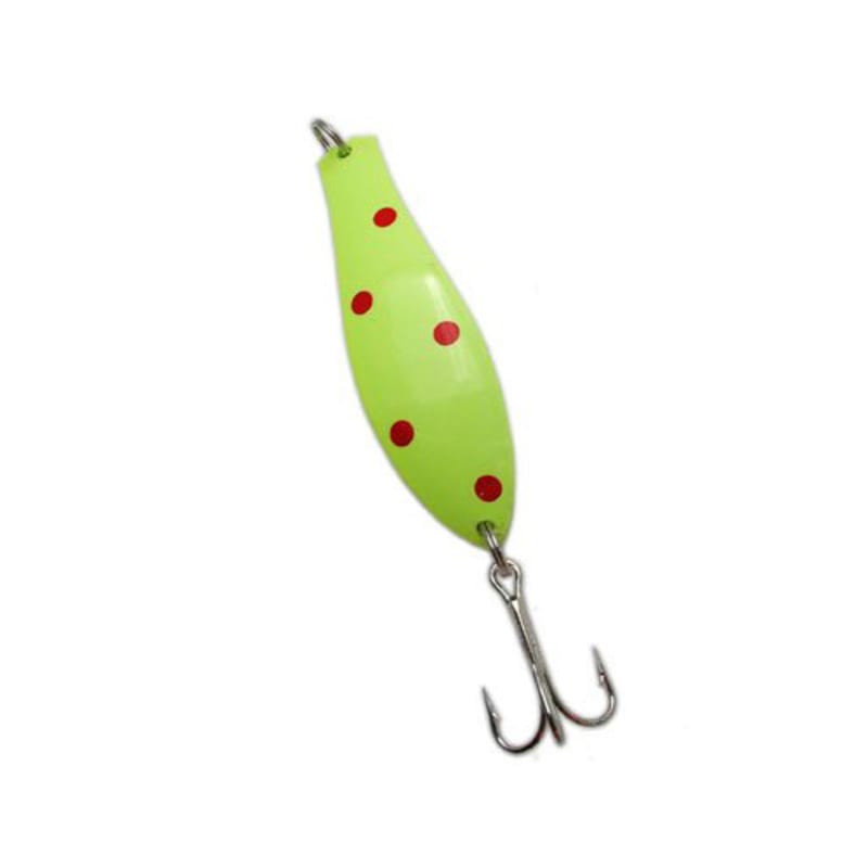 Doctor Spoon Casting Series 7/8 oz 3-3/4 inch Long - Yellow-Red Fire Dots/Glow