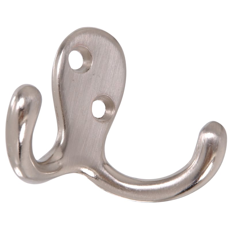 Hillman Double Clothes Hook- Satin Nickel 852291