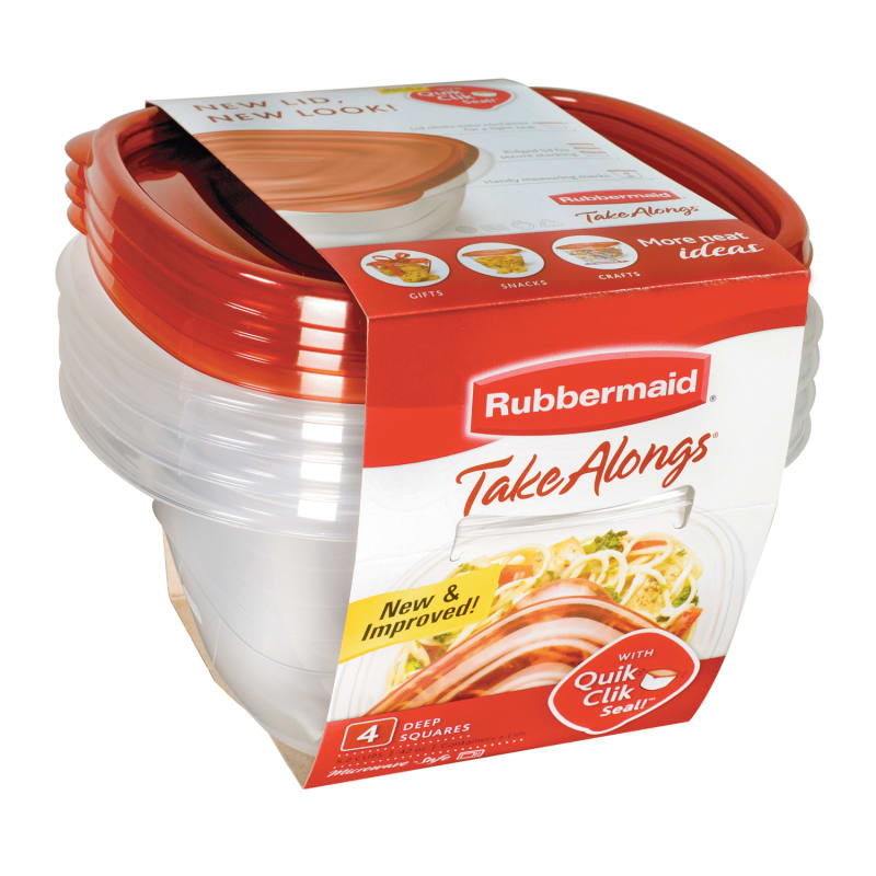 Rubbermaid Take Alongs Containers & Lids, Squares - 4 containers & lids