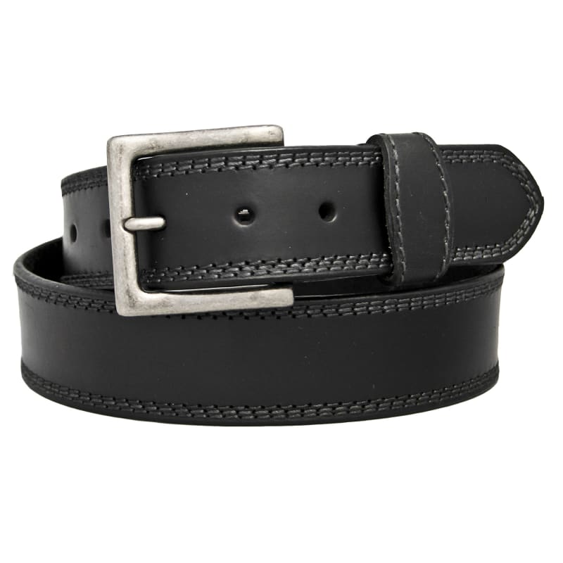 Men's Triple Stitch Black Leather Belt by Hickory Creek at Fleet Farm