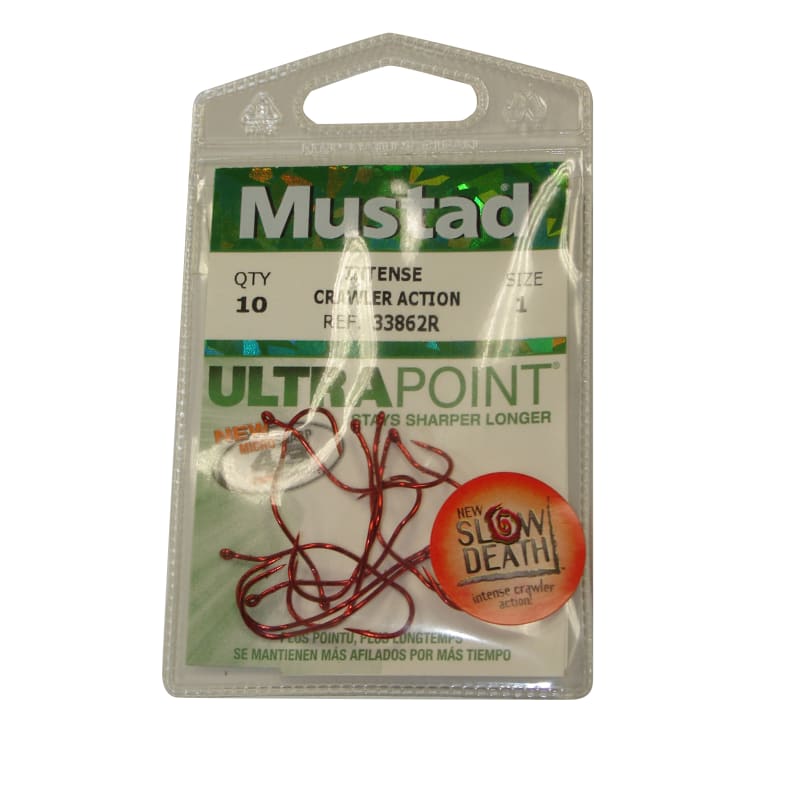 Mustad Slow Death Aberdeen Hook Size 4 10-pk Red