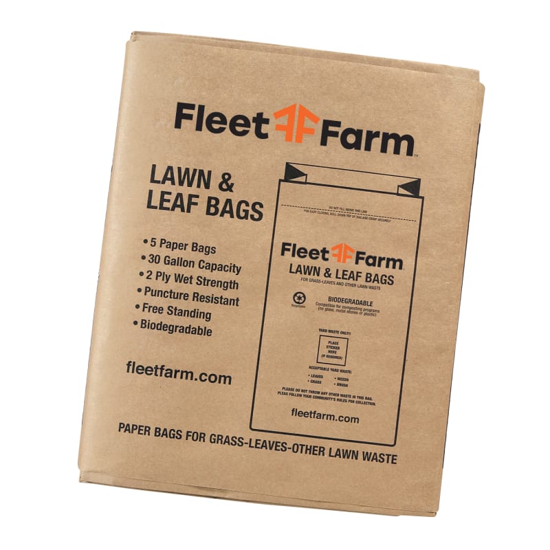 Paper Lawn & Leaf Bags, 30 Gallon, 5-Pack