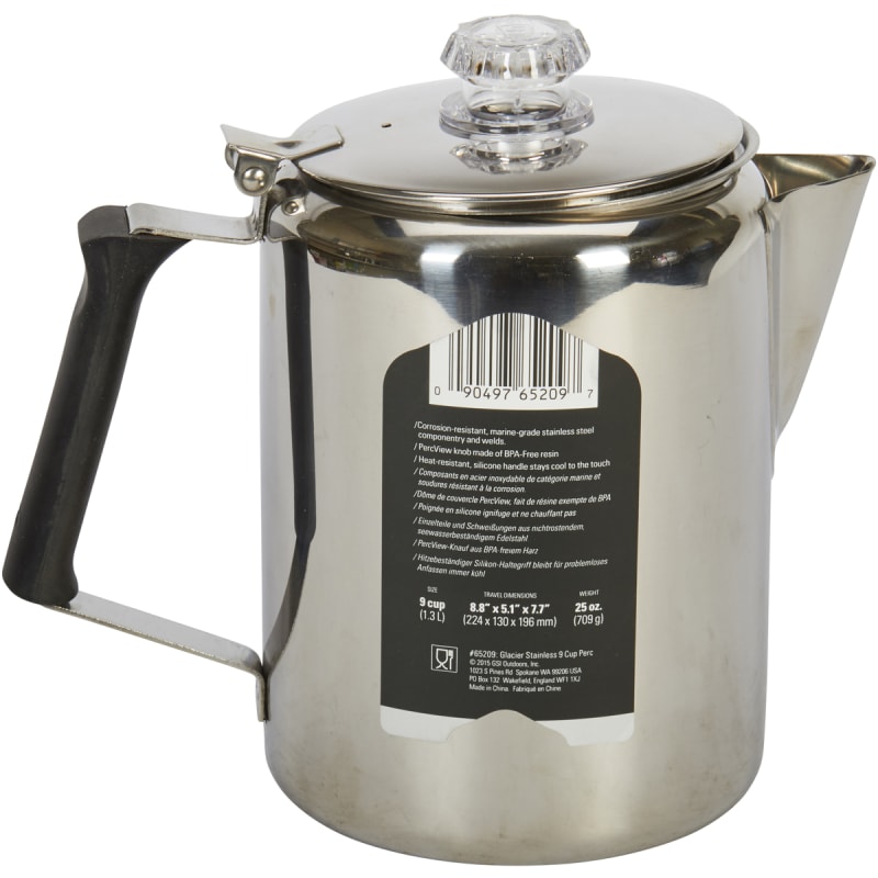 GSI Outdoors Glacier Stainless 3 cup Coffee Percolator with Silicone Handle