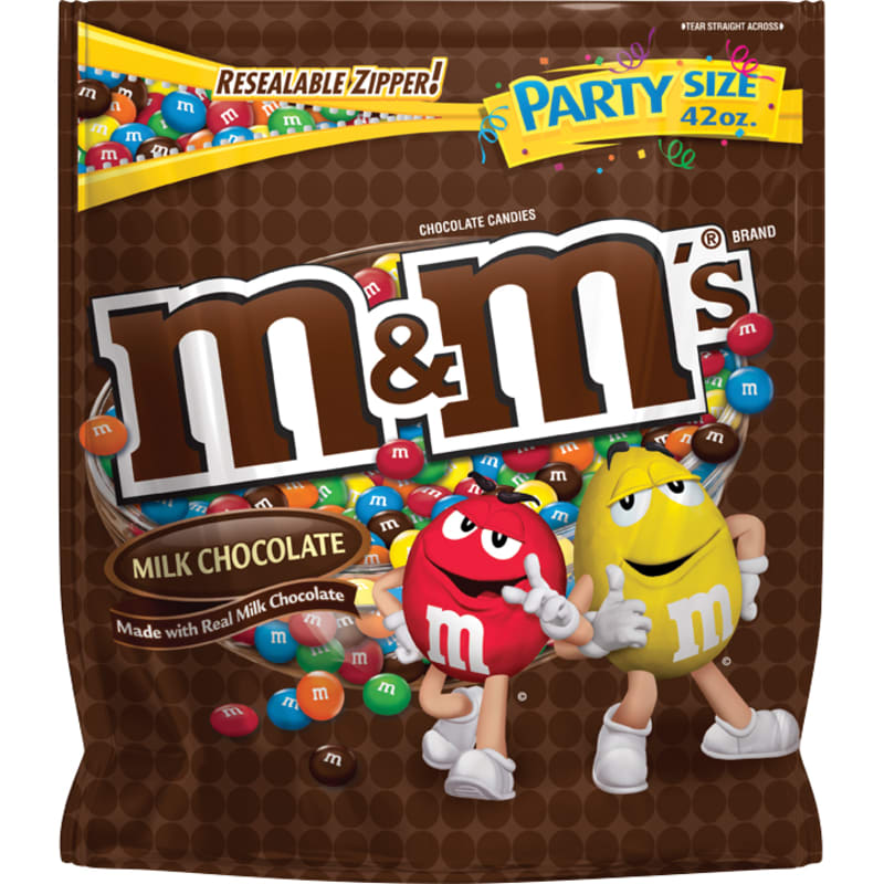 M&M's Peanut Milk Chocolate Candy, Party Size, 38 oz Bag