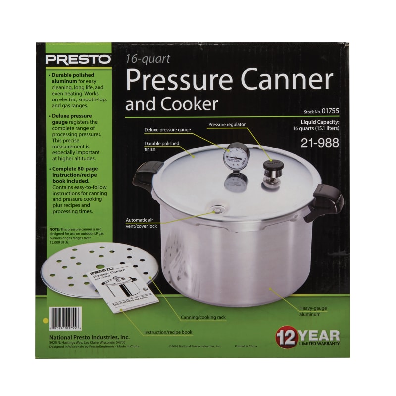Pressure canner presto 16 quart best sale