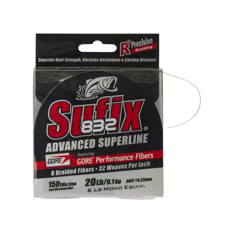 Sufix 832 Advanced Superline Braid -300 Yards Low Vis Green 50 lbs