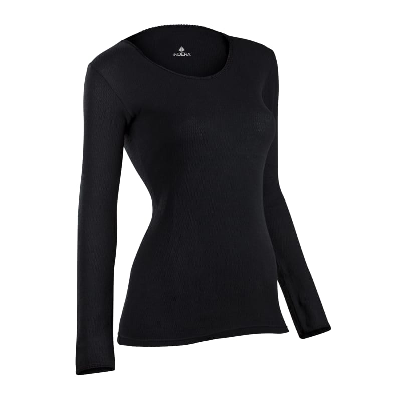 Women's Black Long Sleeve Thermal Knit Shirt