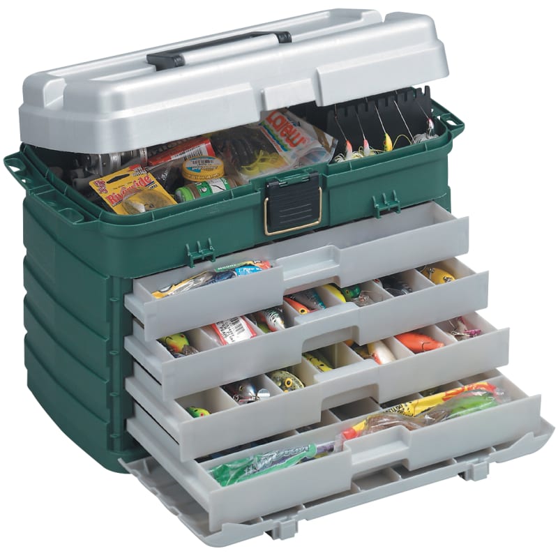 4-Drawer Green Metallic/Silver Tackle Box by Plano at Fleet Farm