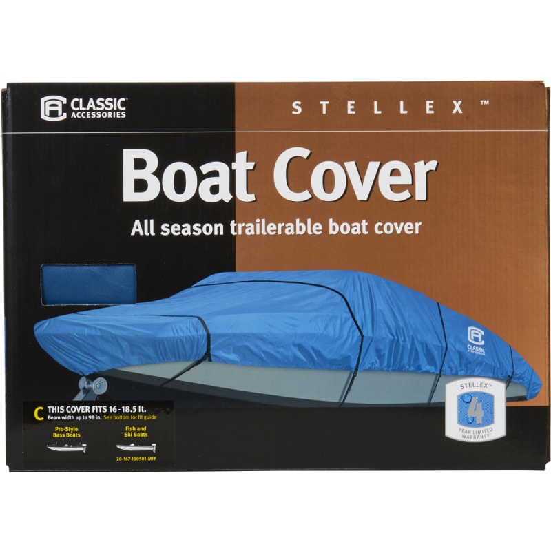 Classic Accessories Stellex Center Console Boat Cover - Trailerable Cover For Boats Up To 20-22 Ft