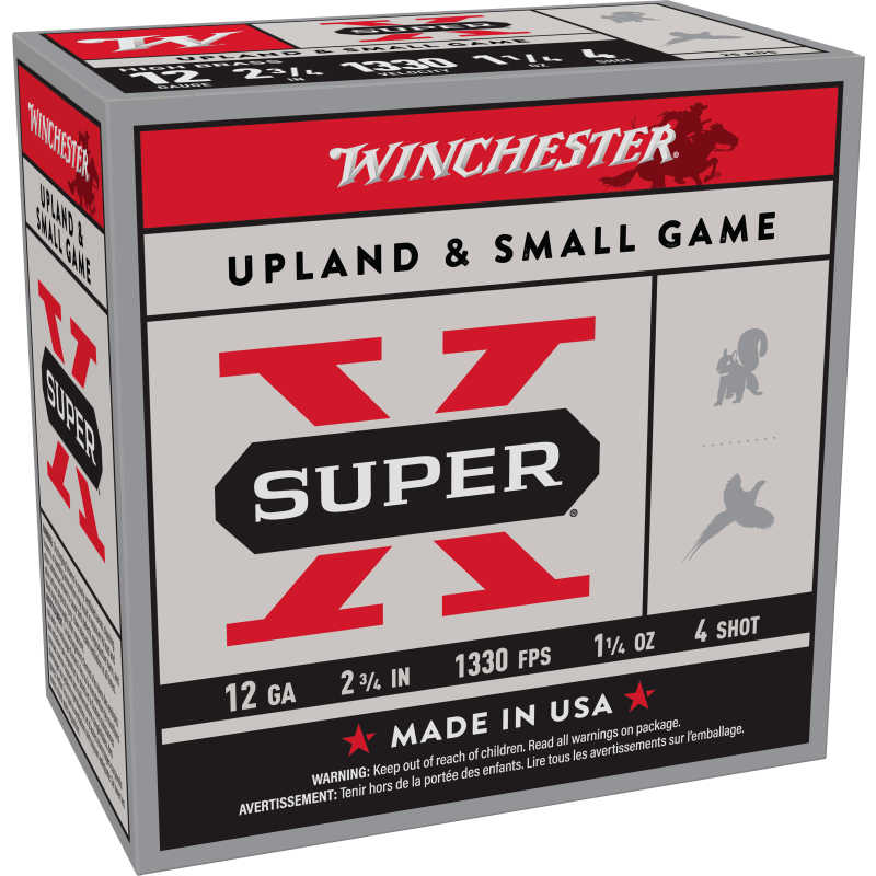 12 Gauge Super-X High Brass 2-3/4'' 4 Shot Shotshells - 25 Rounds