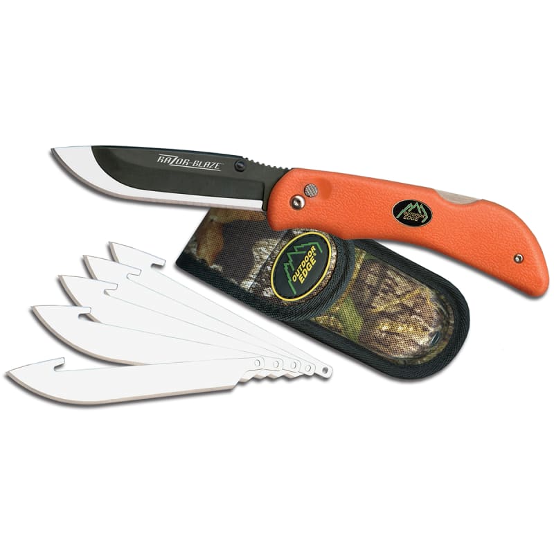 Razor-Lite Orange Folding Knife w/ Sheath by Outdoor Edge at Fleet Farm