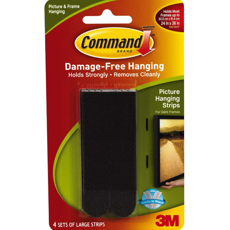 Command Large Picture Hanging Strips, Black - 4 count