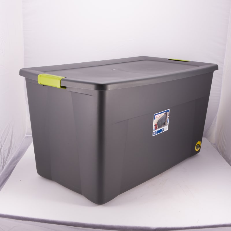 Sterilite Large 45 Gal Wheeled Latching Storage Tote Boxes, Gray