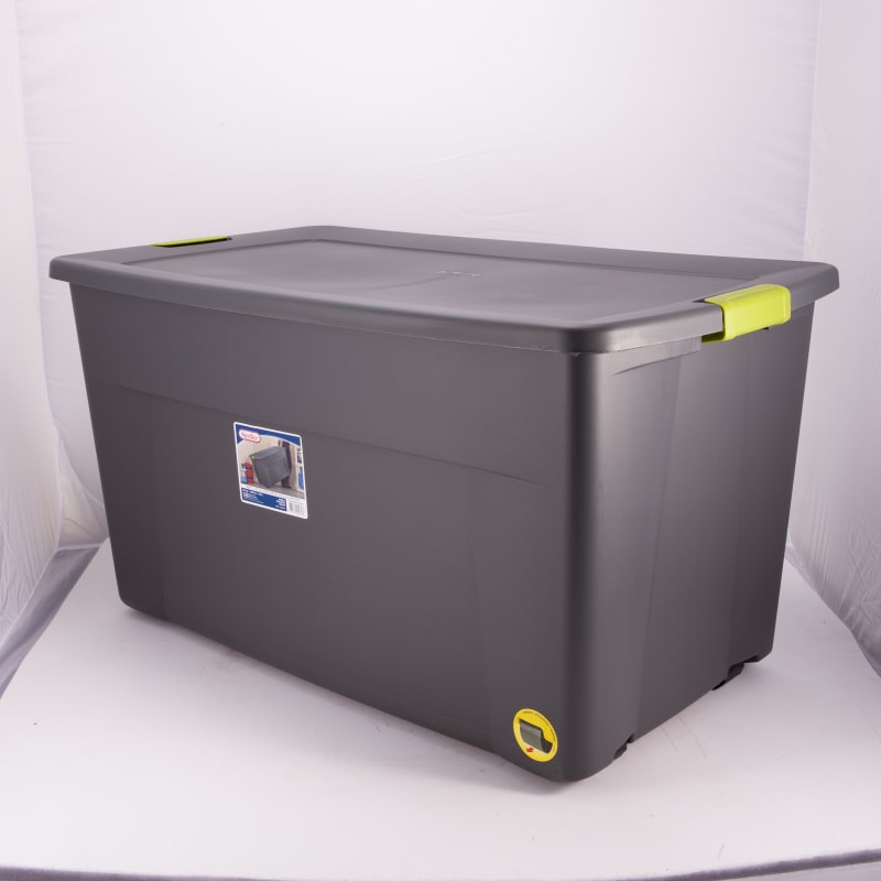 Sterilite 45gal Latching Storage Tote - Gray with Green Latch