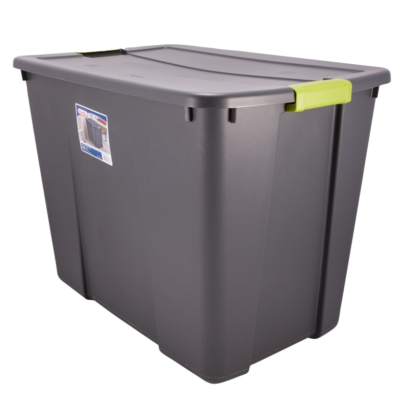 Sterilite 45gal Latching Storage Tote - Gray with Green Latch