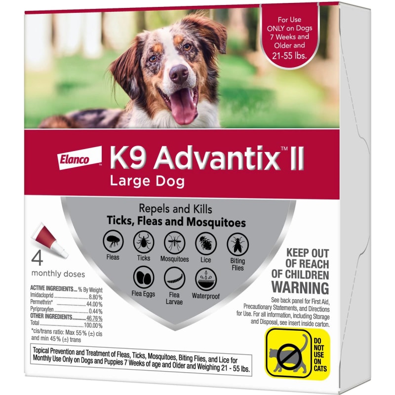 Large Dogs 21 55 lbs Flea Tick Control 4 Pk