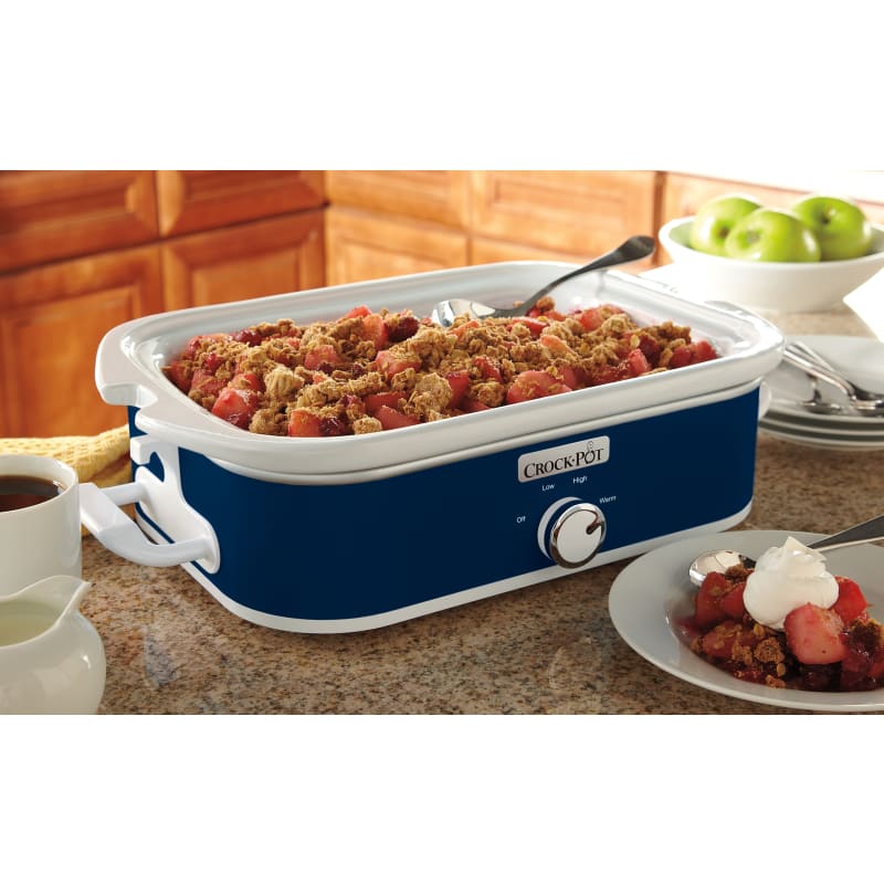 Crock-Pot 2.5-Quart Mini Casserole Crock Slow Cooker, White/Blue