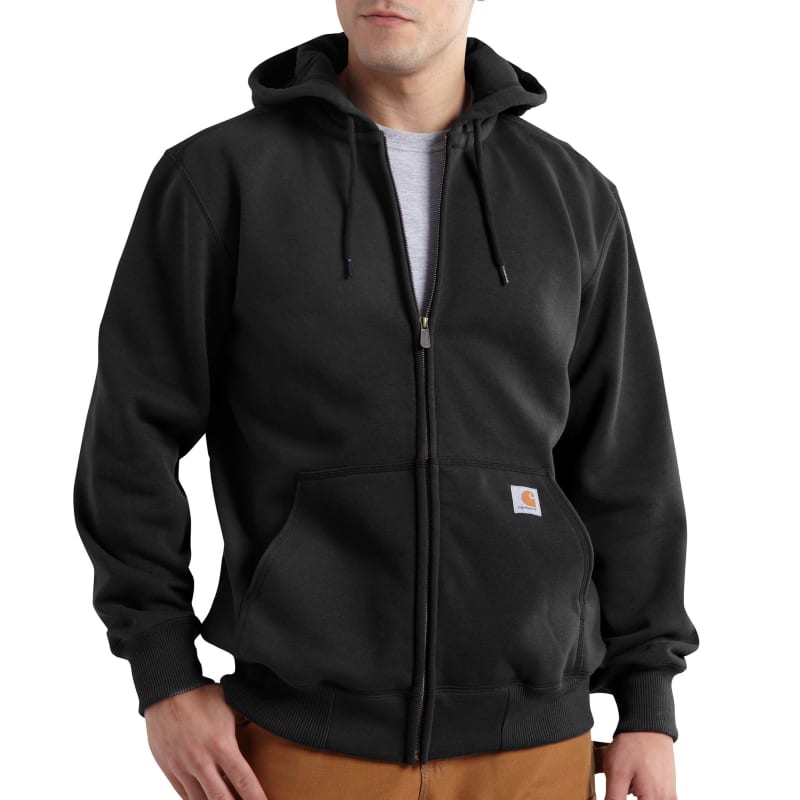Men's Black Paxton Heavyweight Hooded Full Zip Sweatshirt by