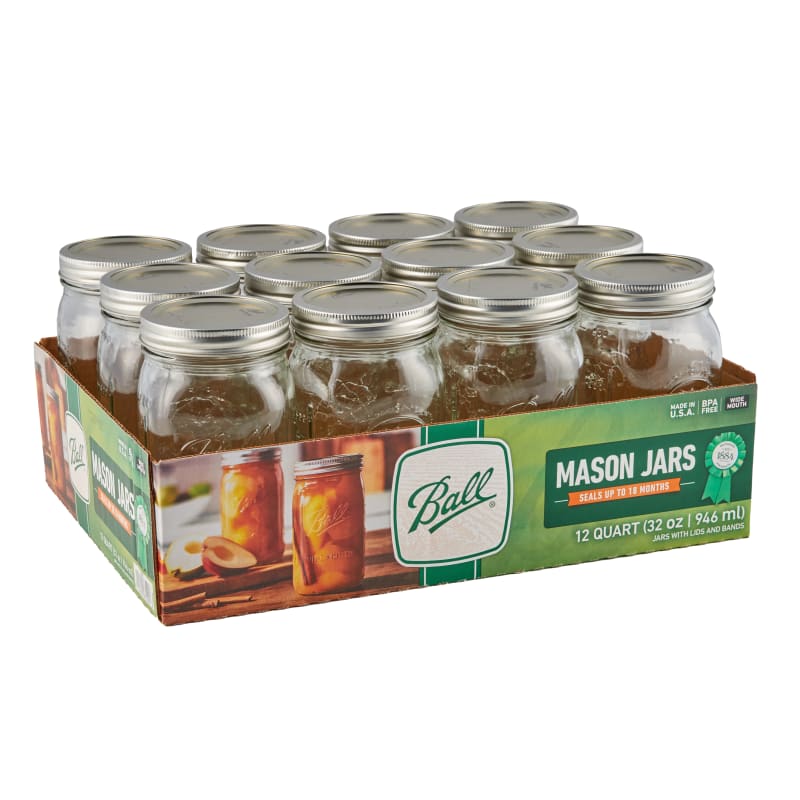 BALL 67000 1-Quart Wide Mouth Canning Jar - 12 Pack for sale