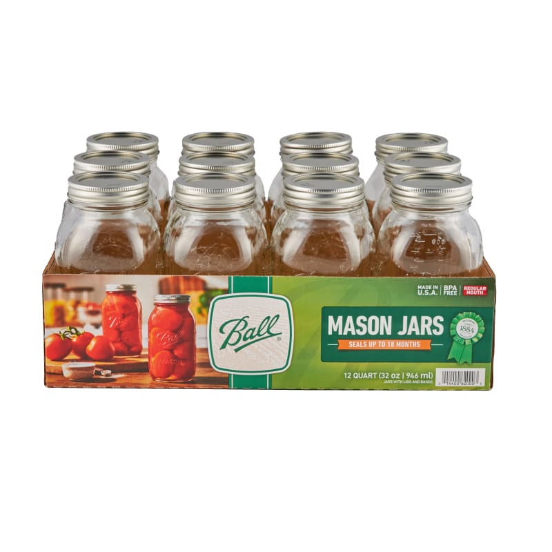 Ball 16oz 12pk Glass Regular Mouth Mason Jar with Lid and Band