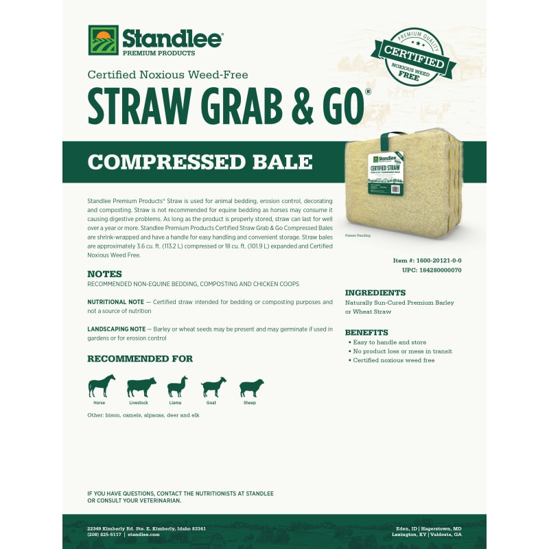 Straw in double compressed small bales for bedding