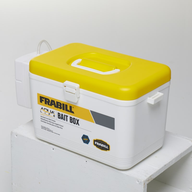 Frabill Bait Box with Aerator, Live Bait Storage Cooler with Portable  Aerator