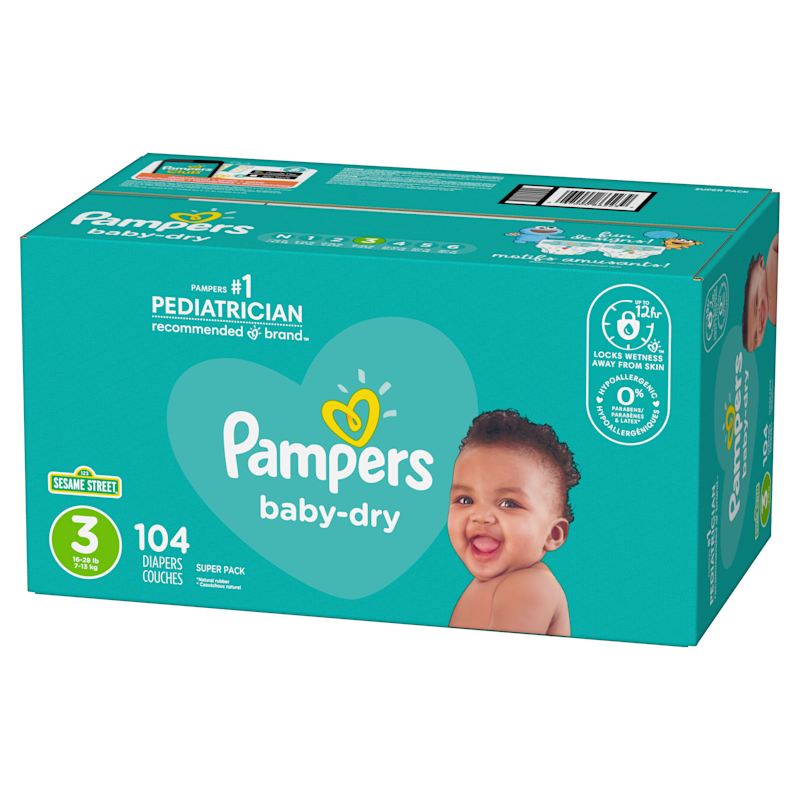 Pampers Diapers, Baby-Dry, 3 (16-28 lb), Super Pack