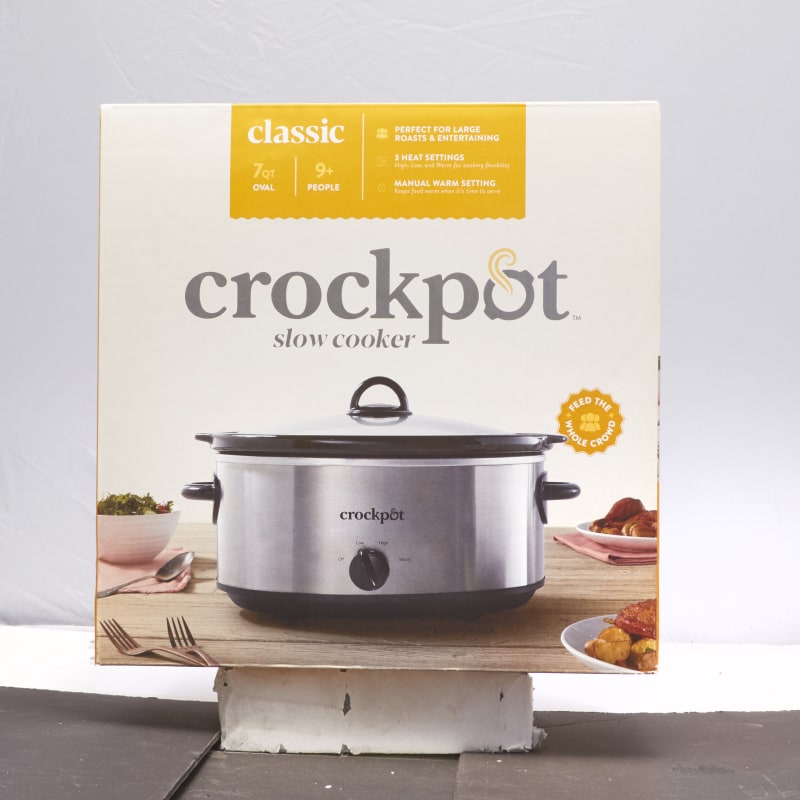 Crock Pot 7 Quart Oval Manual Slow Cooker For Kitchen Stainless Steel