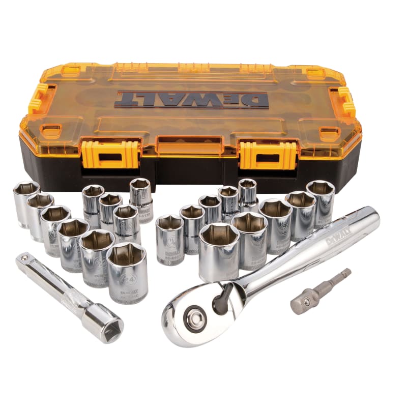 23 pc SAE Metric 1/2 in Drive Combination Socket Wrench Set by