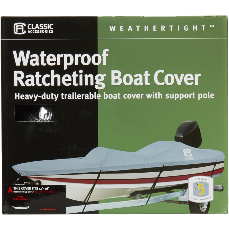 Weathertight Gray Waterproof Ratcheting Boat Cover by Classic Accessories  at Fleet Farm