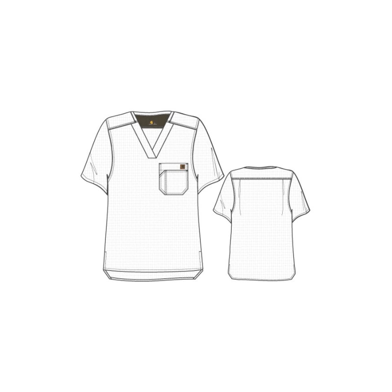 Carhartt Scrub Top Men's Ripstop Pocket Shirt Size L V Neck