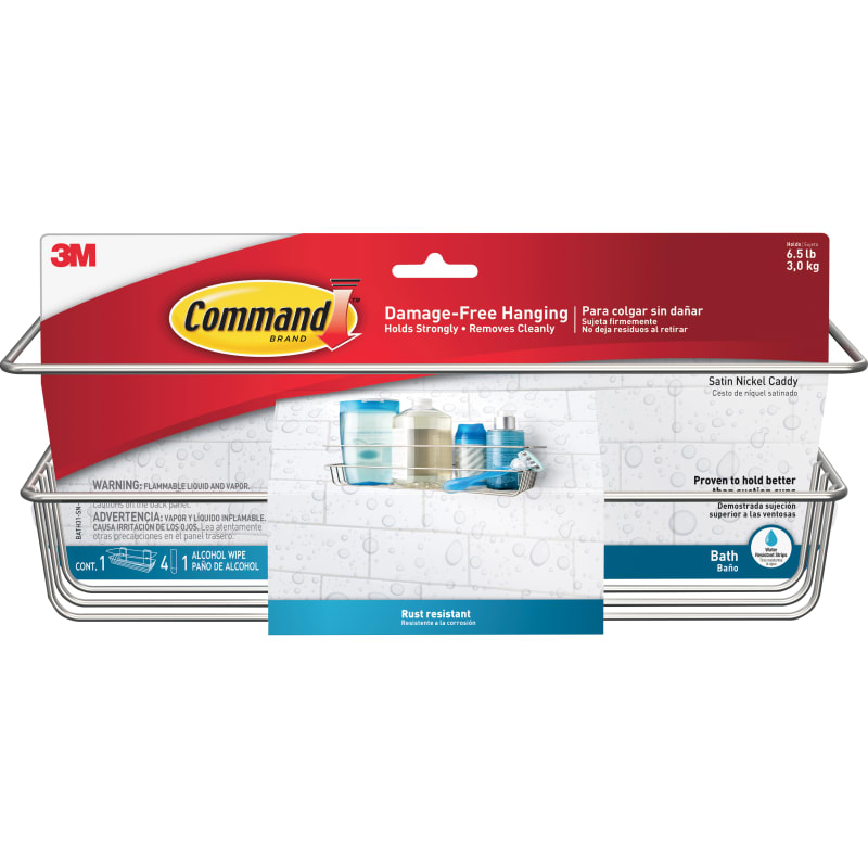 Command Satin Nickel Shower Caddy (1-Shower Caddy) (4-Adhesive Strips)