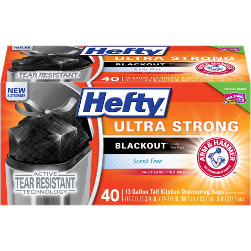 Hefty Ultra Strong Blackout Tall Kitchen Drawstring Trash Bags