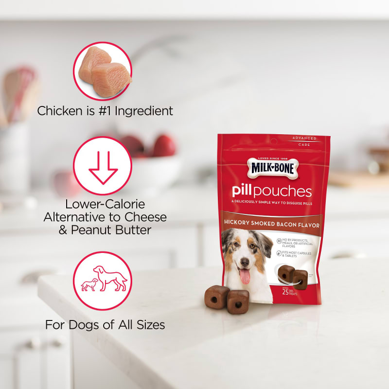 6 oz Pill Pouches w Hickory Smoked Bacon Flavor Dog Treats by Milk Bone at Fleet Farm