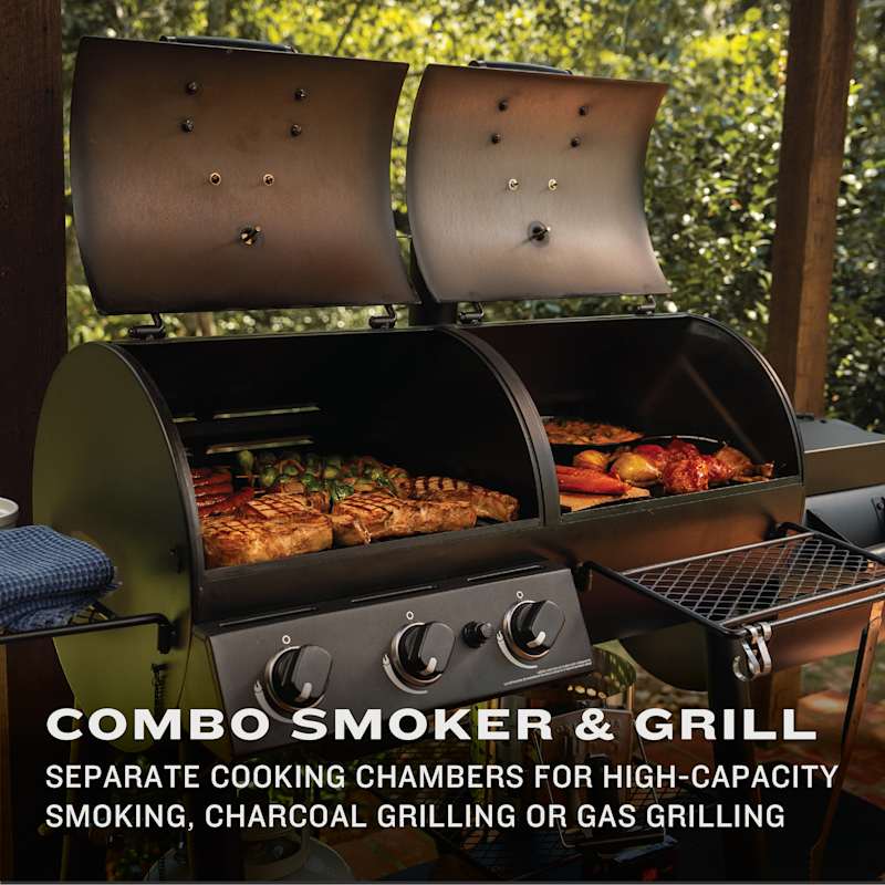 Charcoal gas grill smoker combo deals