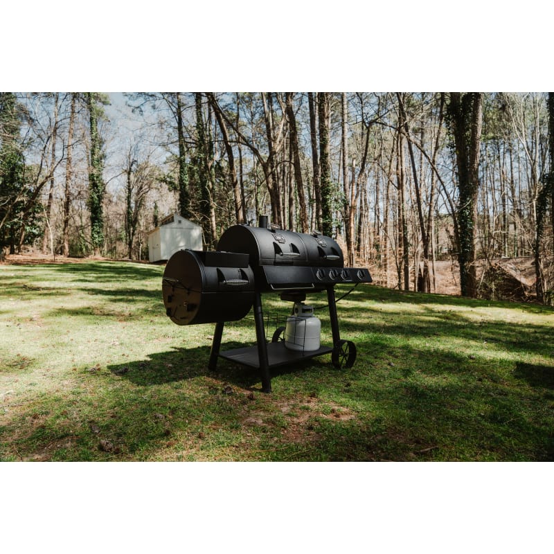 Gas and Charcoal Grill Combo with Smoker, Longhorn