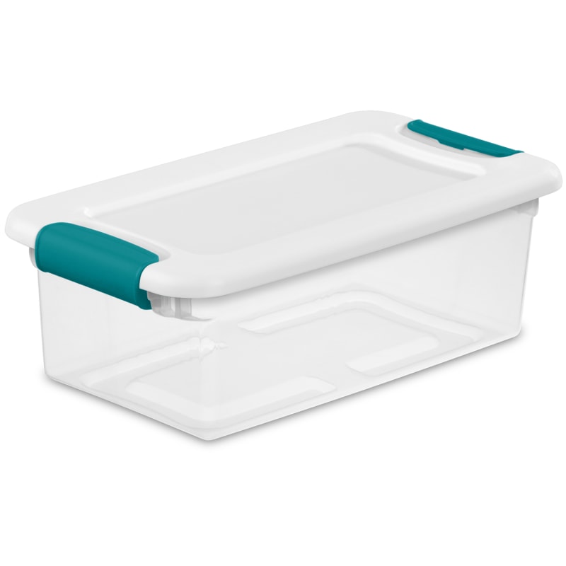 6 qt Clear Base Storage Box w/ White Latching Lid by Sterilite at