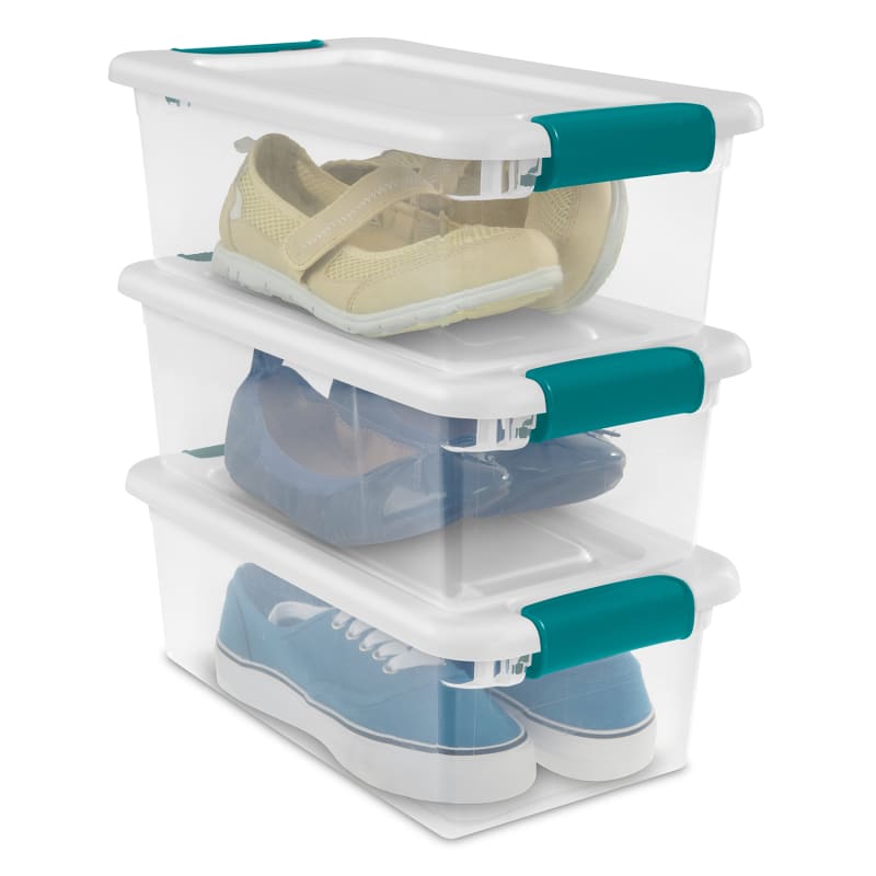 Sterilite 16 Quart Clear Plastic Tote Box Storage with Lid - Durable, Stackable Organizer for Clothes, Shoes, Pantry - Classroom & Supply Organization